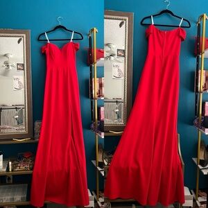 Elegant Red Off-Shoulder Dress